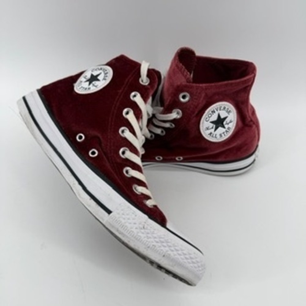 Converse Chuck Taylor All Star Burgundy Velvet High Top Sneakers Womens 10